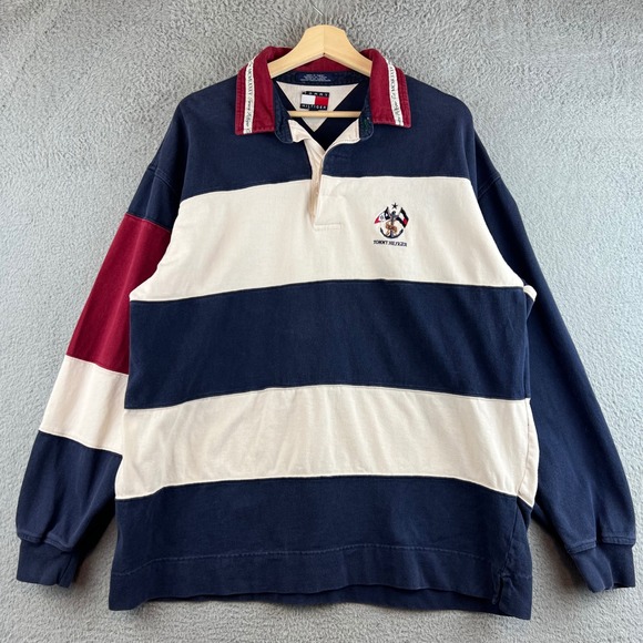 Tommy Hilfiger Other - Vintage Tommy Hilfiger Rugby Shirt XL Navy Cream Striped Mens